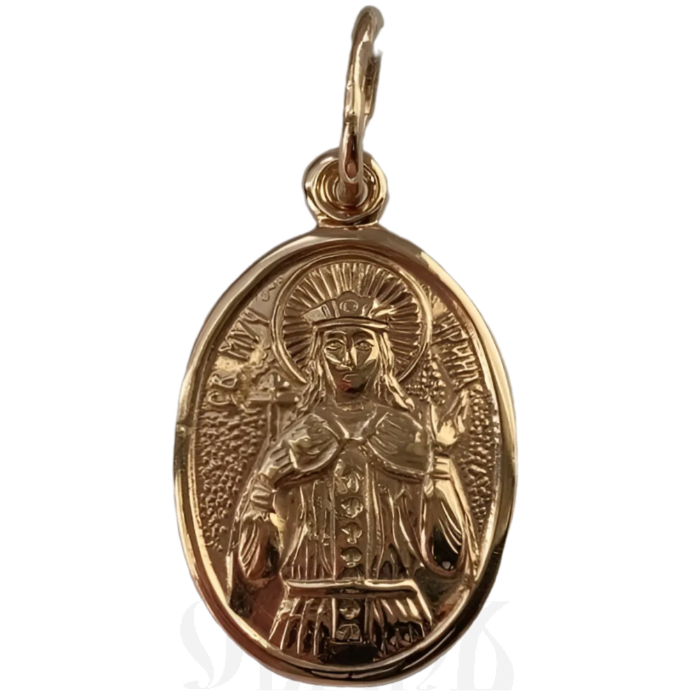 нательная икона святая великомученица ирина македонская золото 585 пробы красное (артикул 25-158)