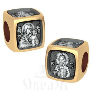 православная бусина "деисус", серебро 925 пробы с золочением (арт. 02.238)