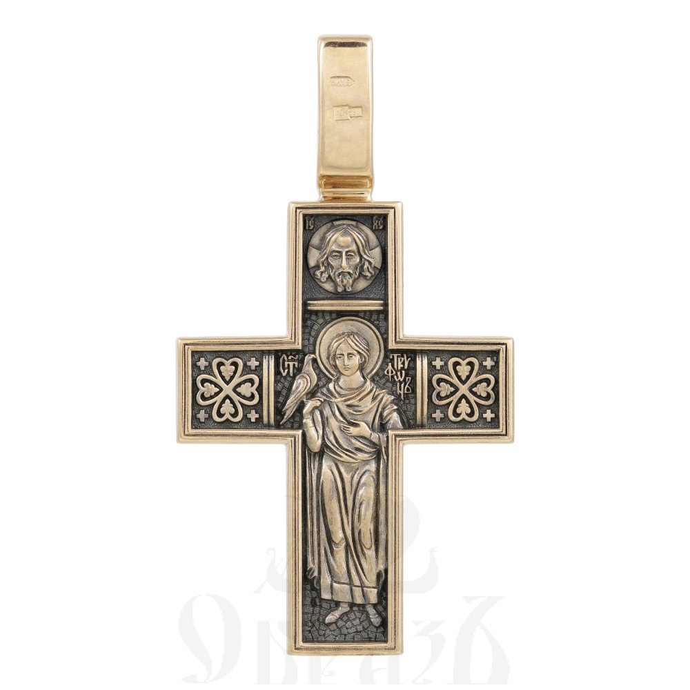 крест «господь вседержитель. св. мученик трифон», золото 585 проба желтое (арт. 201.087)