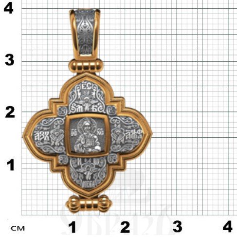 крест мощевик св. равноапостольная елена константинопольская царица, серебро 925 проба с золочением (арт. 05.017)