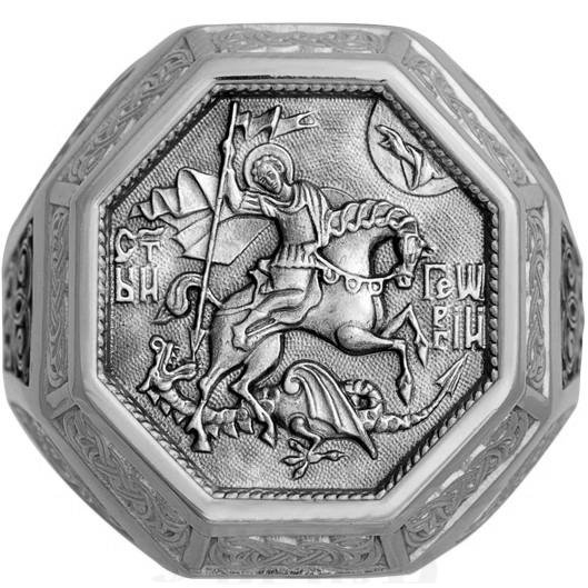 кольцо «вмч. георгий победоносец», серебро 925 пробы (арт. 108.043-ч)