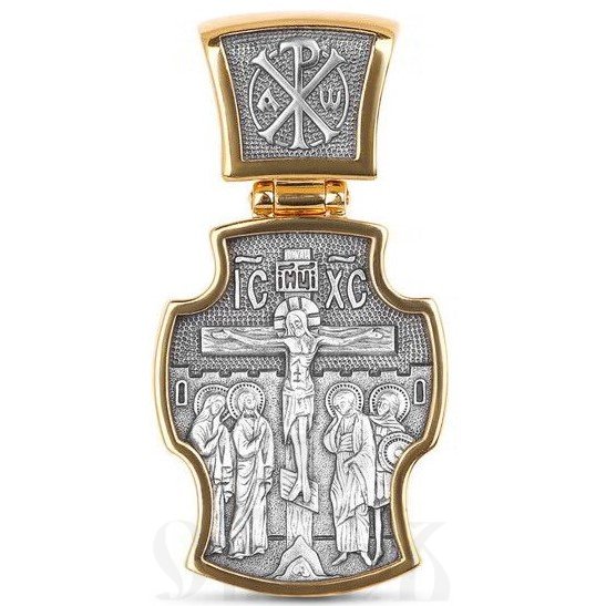 крест с тропарем креста и молитвой за отечество, серебро 925 проба с золочением (арт. 43343)